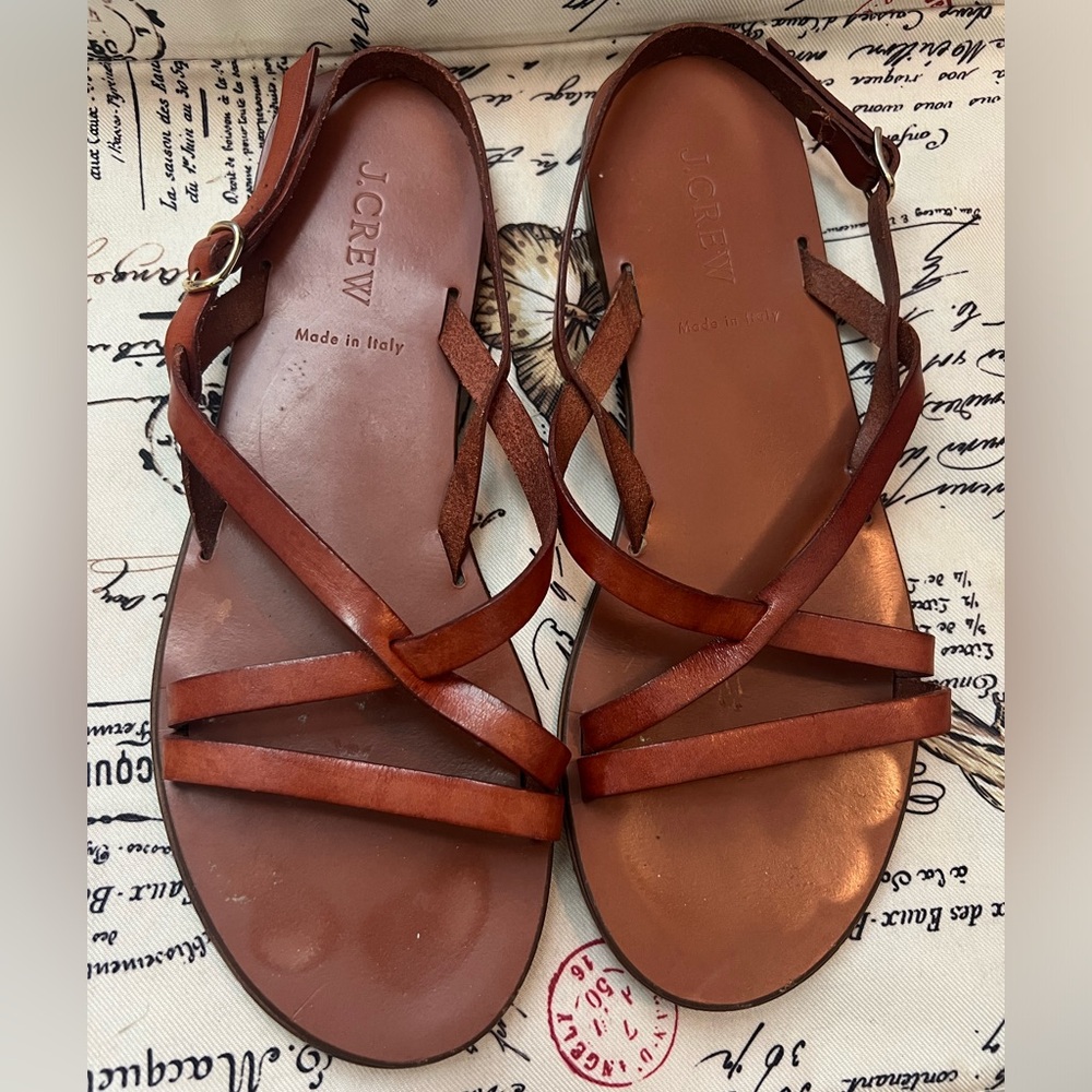 J. Crew Red-Brown Sandals. Size 7.5